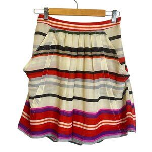 Derek Lam 10 Crosby Striped‎ Skirt Sz 0 | Silk Wool Blend Colorful Twee Mini